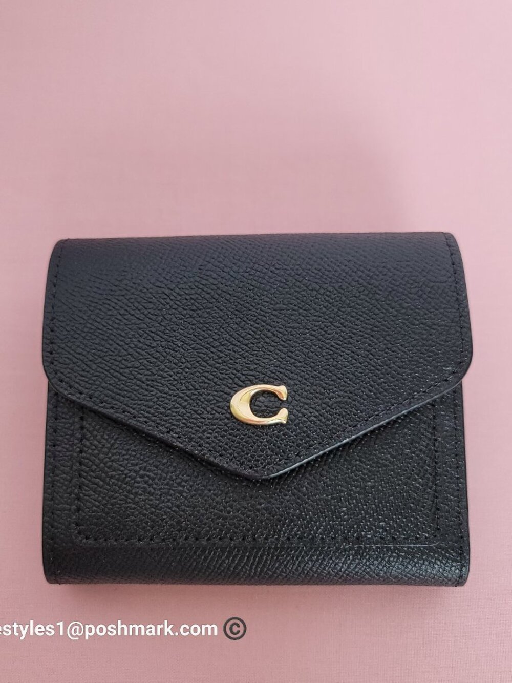 COACH Wyn Crossgrain Leather Small Leather Wallet- Black color 🎈$89. ⭐ - Picture 5 of 16
